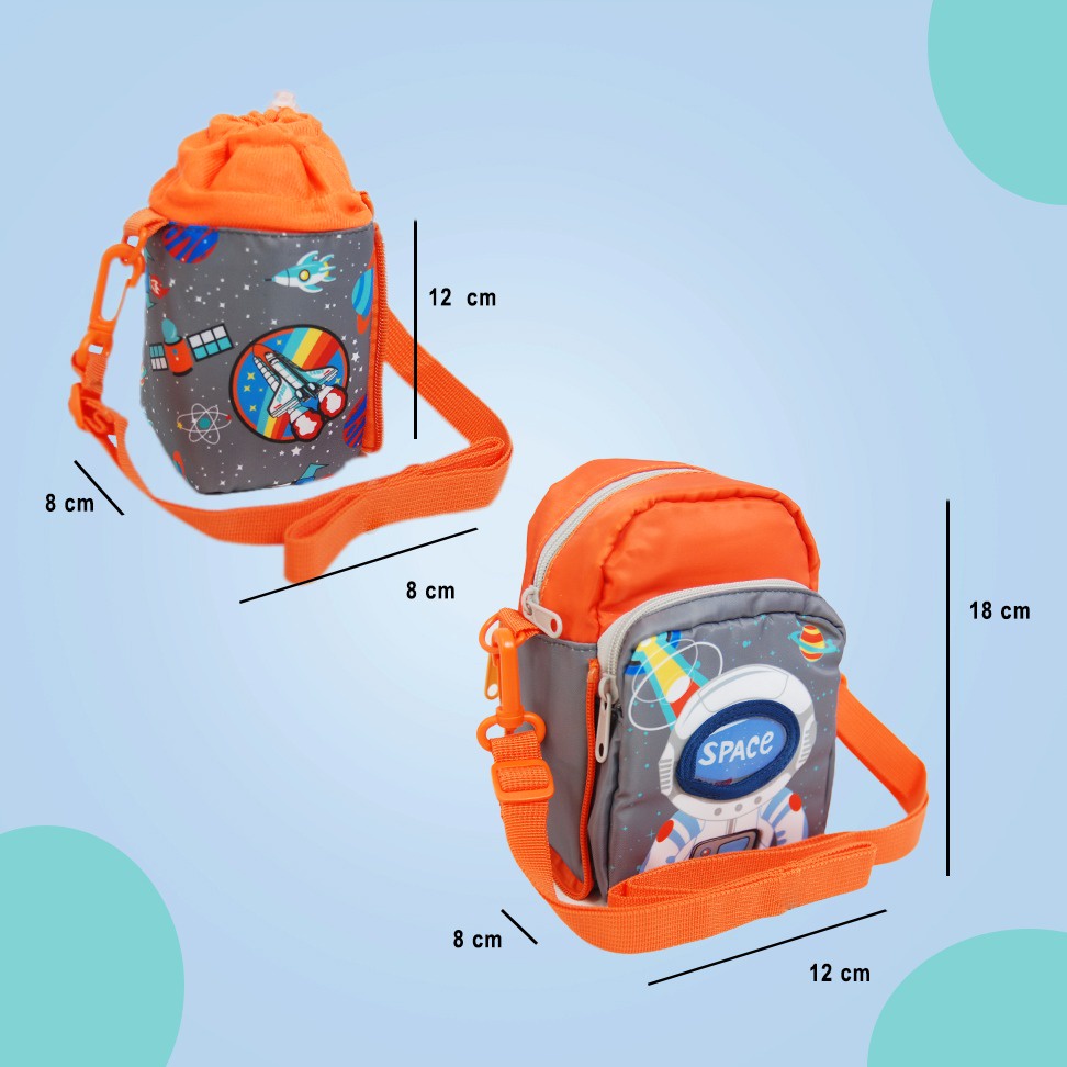 VEST Tas selempang anak dengan kantong botol DINO/UNICORN/ASTRONOT U2042