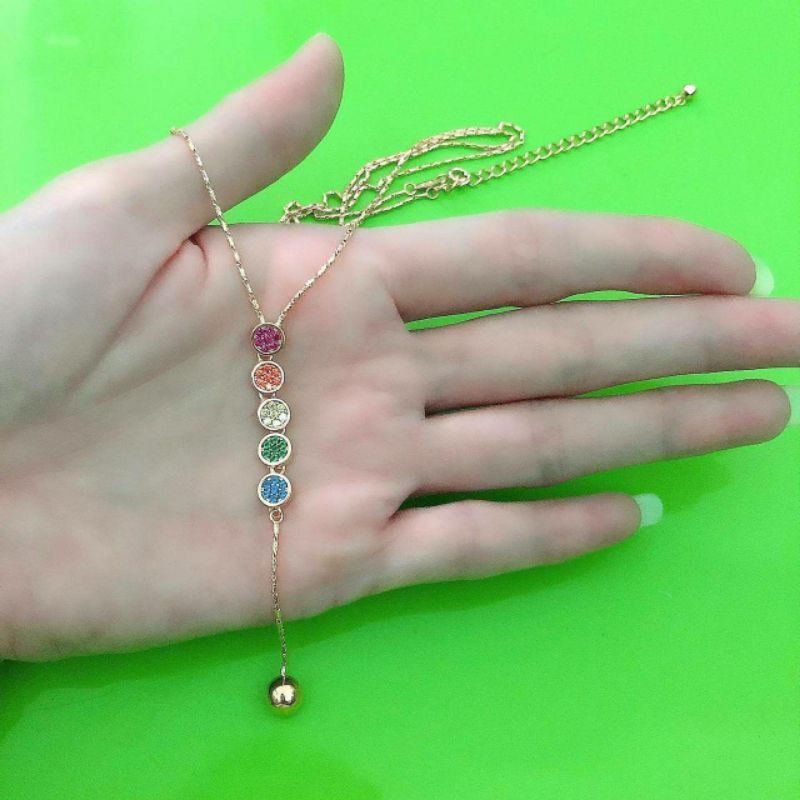 Kalung bulat panjang rainbow UBS kadar 375