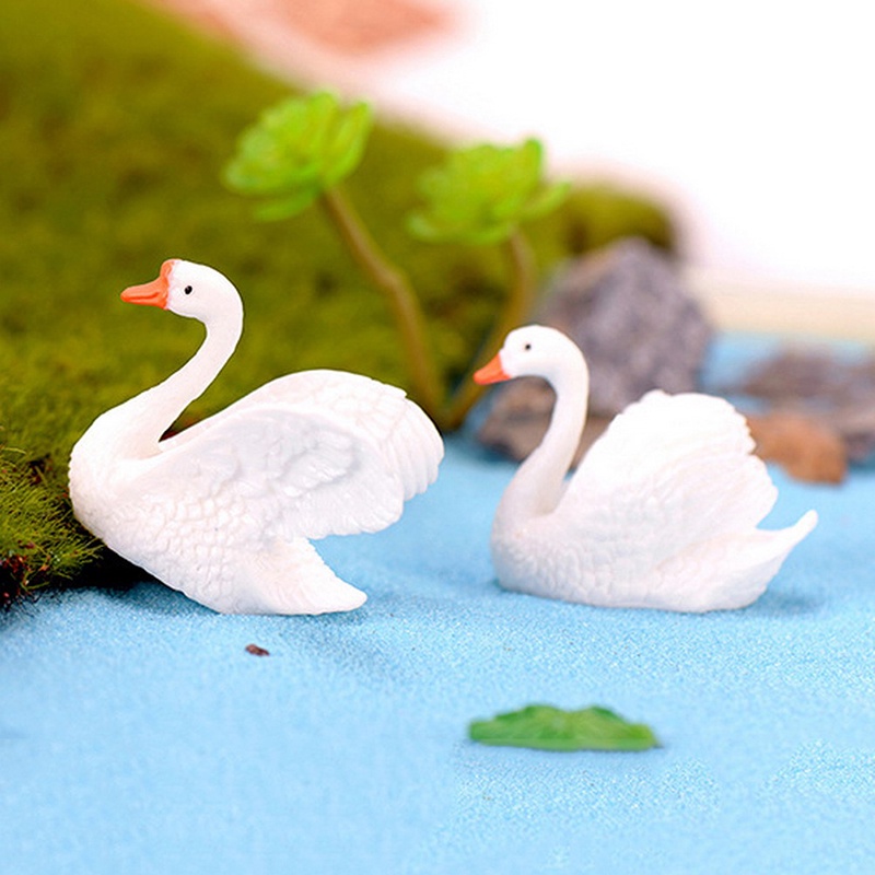 【Theredsunrisesiwy.id】Resin Swan Miniature Figurine Fairy Garden Dollhouse Decor Micro Landscape