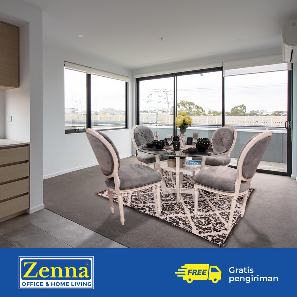 Zenna dining set fazioli 4 kursi / meja makan