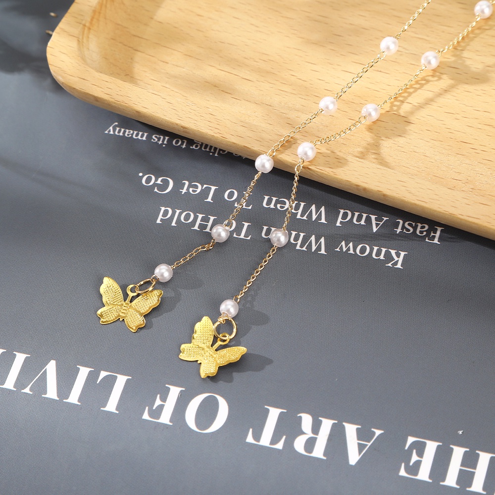 Butterfly Jepit Rambut Bentuk Kupu-Kupu Aksen Mutiara Untuk Wanita