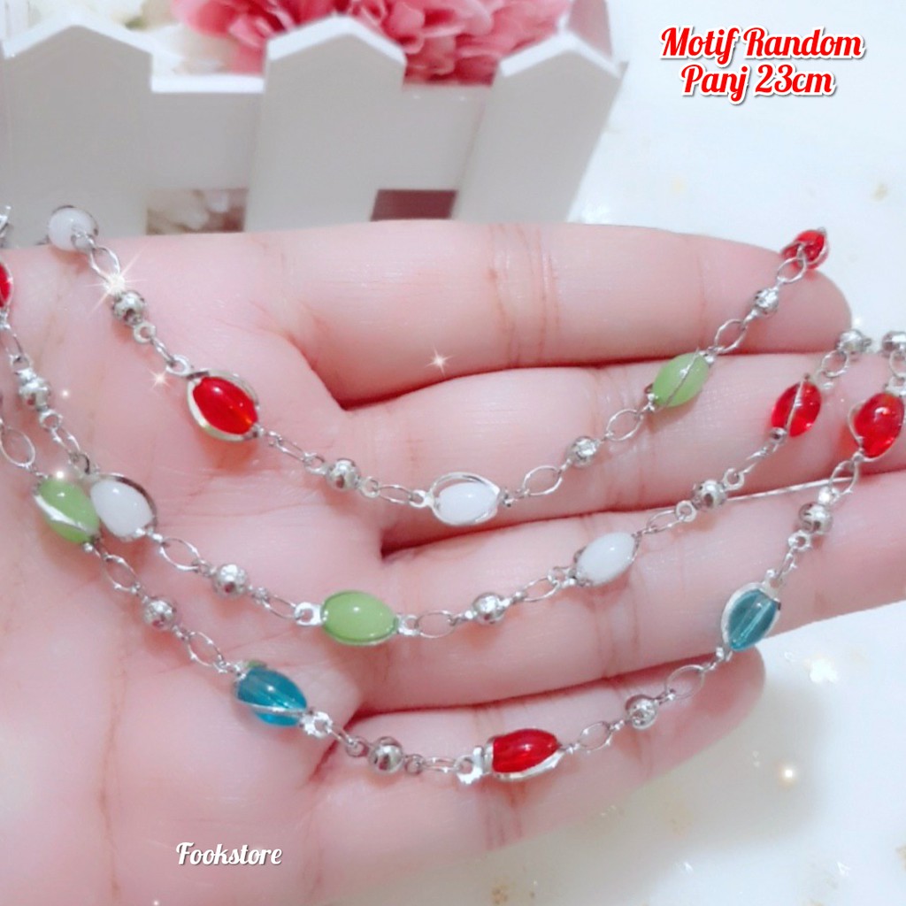 TERMURAH GELANG BATU WARNA SILVER/ANTI ALERGI