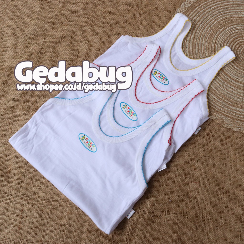 6 Pcs - Singlet Kaos Dalam Anak WONDER Kids | Perlengkapan Pakaian Anak Unisex | Gedabug