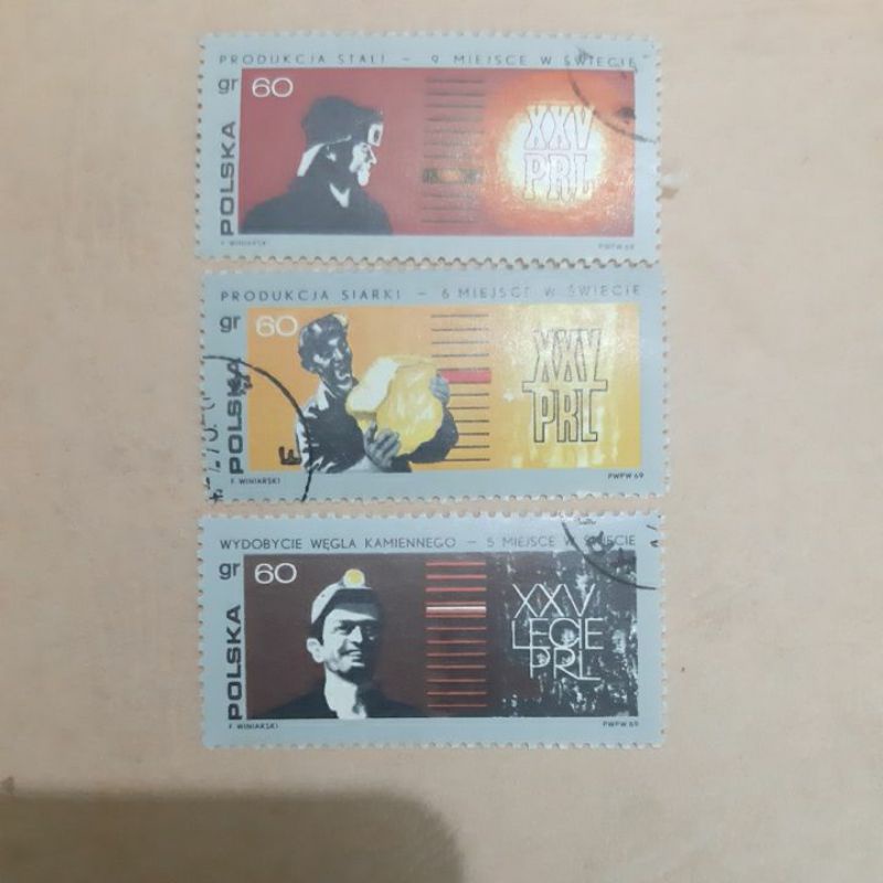 

Perangko Polandia Polska XXV PRL set 3 prangko