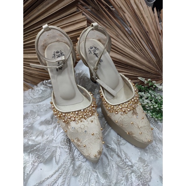 sepatu wanita wedding zarvanes gold 10cm tahu