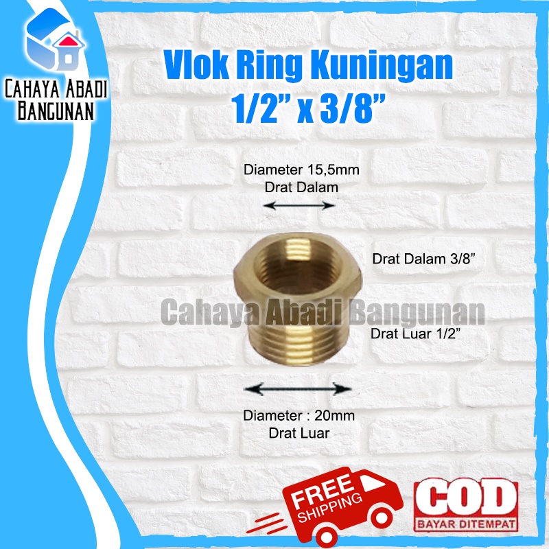 Vlok Ring Kuningan 1/2&quot; x 3/8&quot; Inch Inchi Inci