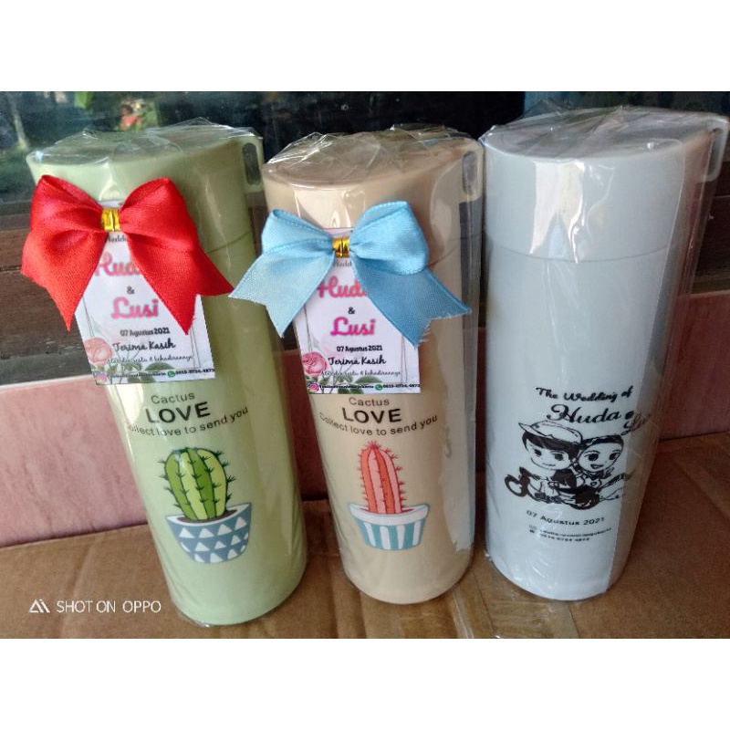 souvenir botol kaktus kaca sablon dan kemas plastik