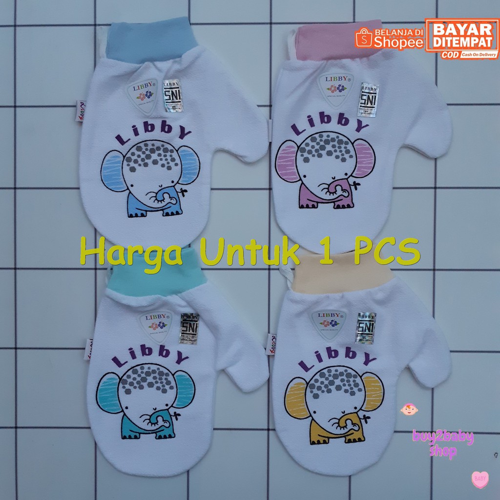 Waslap mandi bayi Libby baby model jari bahan handuk halus motif karakter 1 PCS