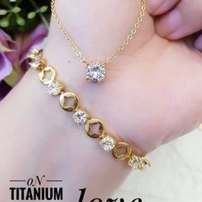 Titanium Set Perhiasan Kalung dan Gelang Wanita 654HR