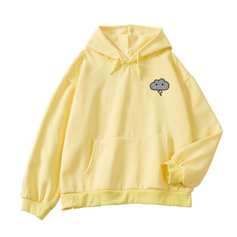 S - XXXXXXL(6XL) Hoodie THUNDER CLOUDS Cute BIG SIZE Jaket Korean Style OVERSIZE Unisex Jacket Jumper Fleece Premium Boy Girl Awan Lucu Smiley 5XL 4XL XXXL XXXXL Harajuku Street Style Lilac peach Mint Baby Pink