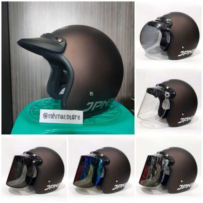 Helm Bogo Jpn Sparkling Doff/Brown Coklat Tua Doff