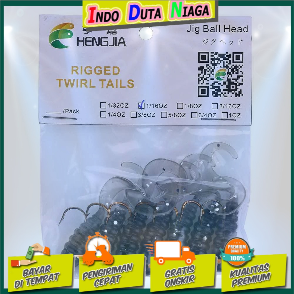 Hengjia Umpan Pancing Sea Bass Bait Head Twirl Worm 1.75G 7PCS