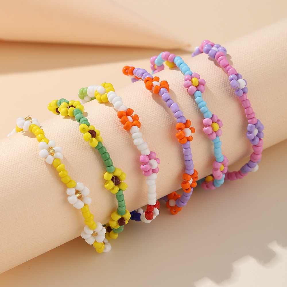 AY(CN) Fashion Jewelry Beads Floral Chain Bracelet Korean Colorful Pearl Gold Bracelets Women Accessories Party Birthday Gift