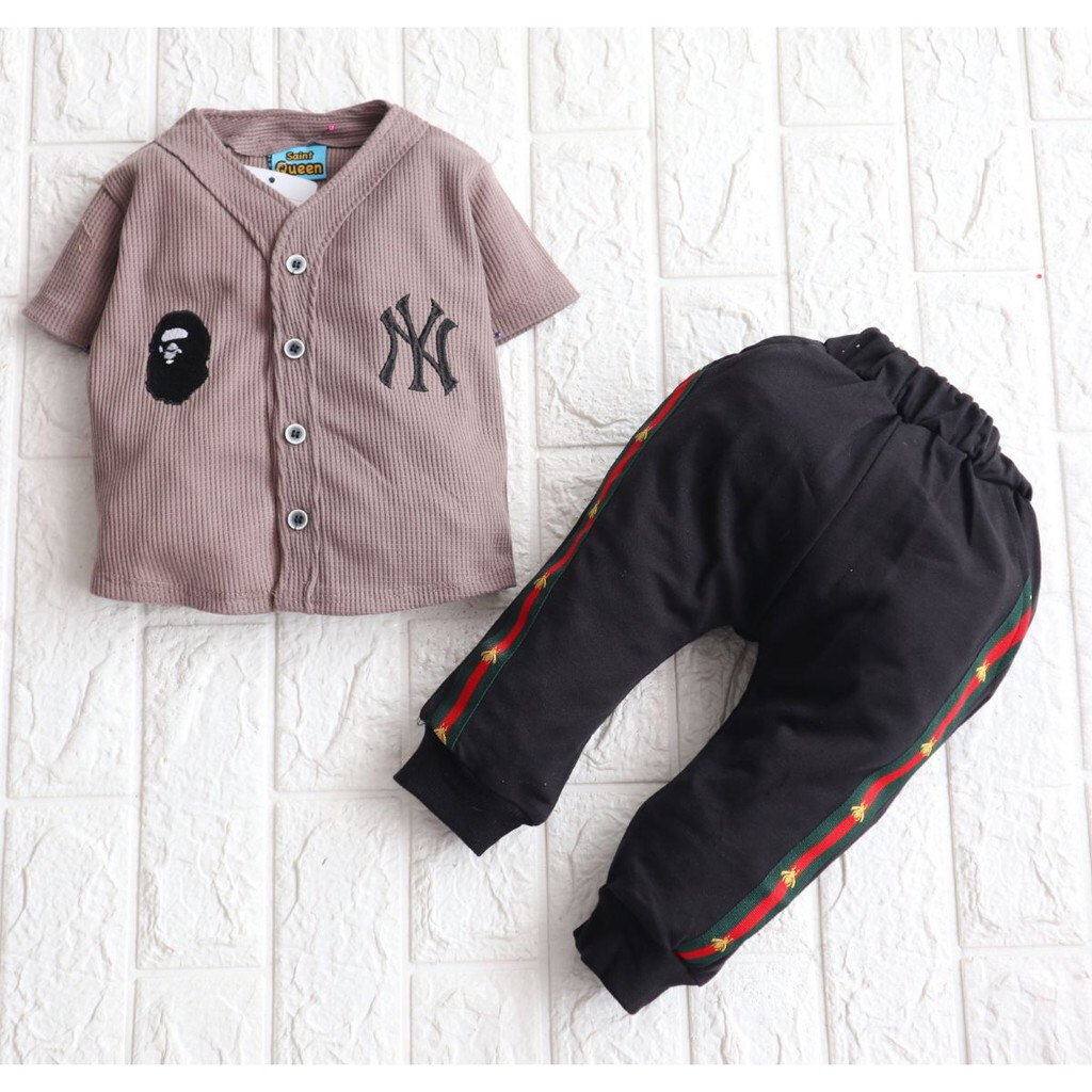 Setelan Baju Bayi 3 bulan - 4 Tahun Setelan Anak Laki-laki //SaintQueen Motif Baseball NY 02