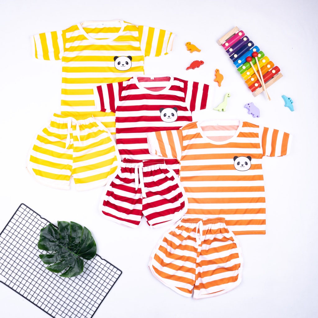 IL  - SETELAN BAJU PLAYSET CUPA CUP ANAK STRIPE PANDA / SETELAN ANAK SALUR / SETELAN UNISEX