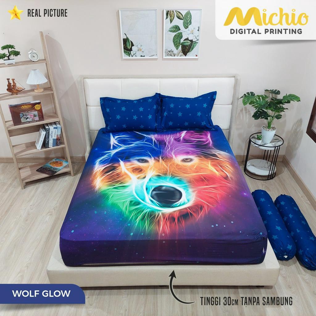 Sprei Michio Digital Print Ukuran 180x200 Tinggi 30cm Aneka Motif Karakter Seprai King Bed Harga Murah