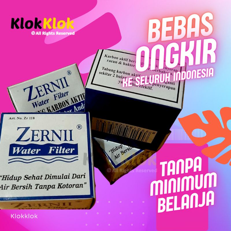 Karbon Filter air zernii dengan kapas dan klem