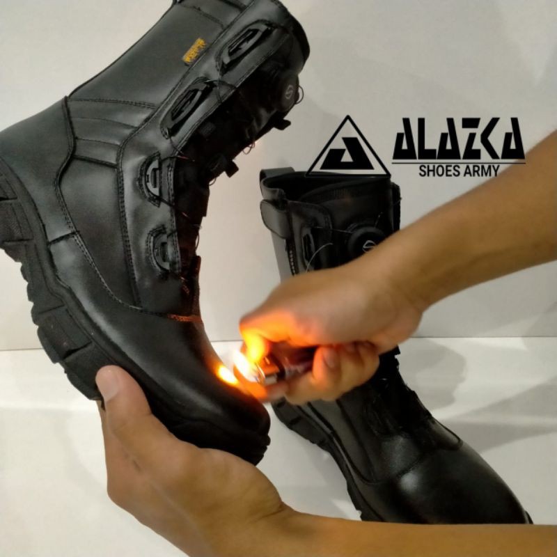 Sepatu PDL Tali Putar Full Kulit Merek Alazka