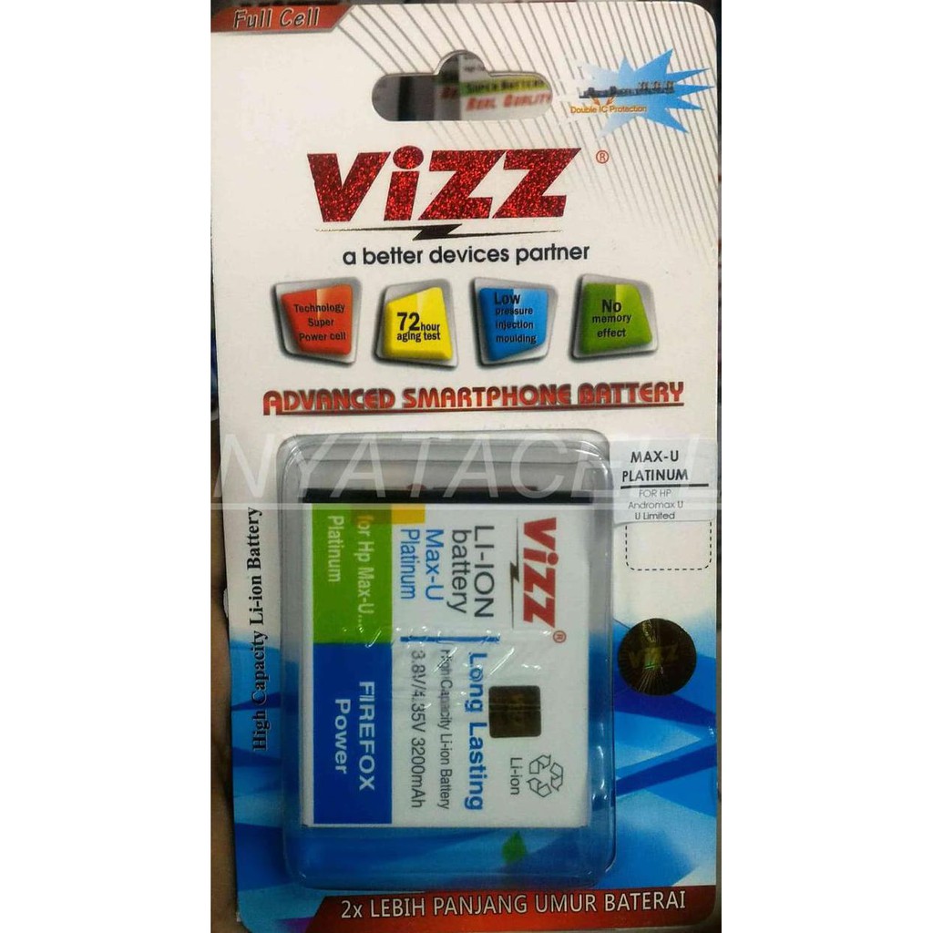 NEW BATERAI VIZZ SMARTFREN ANDROMAX U /BATRE DOUBLE POWER ORIGINAL MAX MILENIA