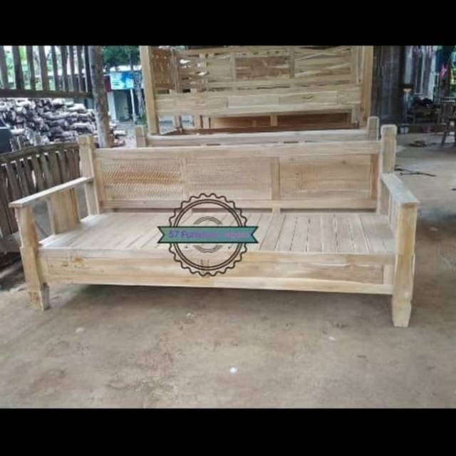 Original Bangku jati panjang/kursi teras/kursi santai/bale bale jati Mentahan