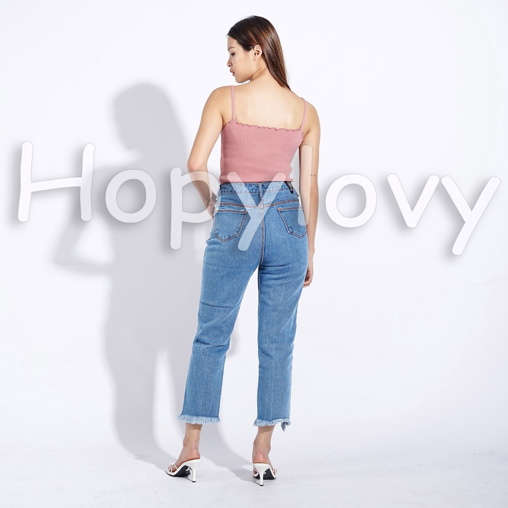 HOPYLOVY - Jeans Boyfriend Wanita Ripped Non Stretch Zalima