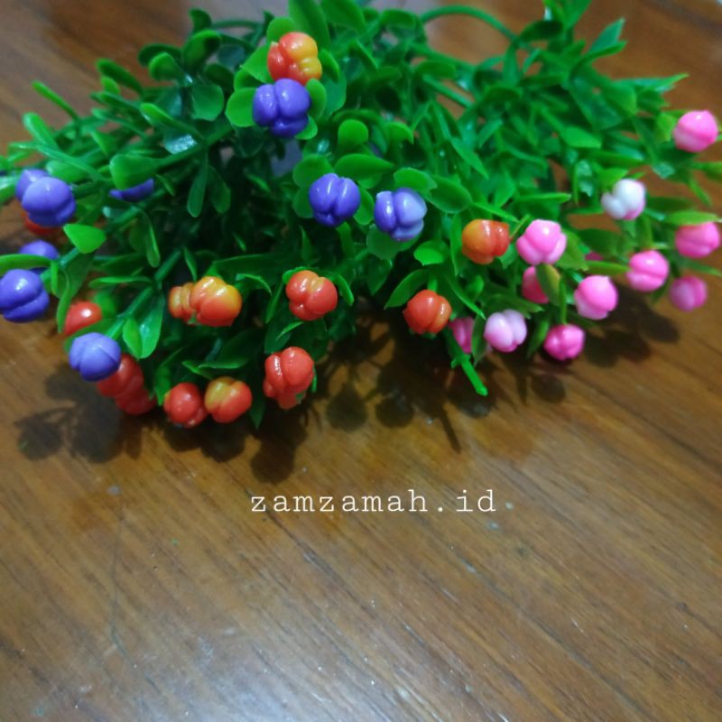 Bunga plastik daun tangkai hiasan mahar
