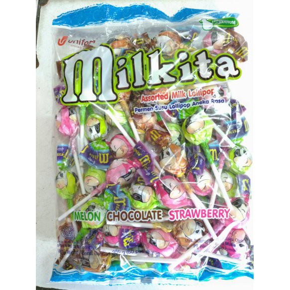 Milkita Lollipop Aneka Rasa / Permen Susu Milkita / Permen Gagang (isi +/- 50)