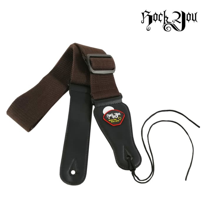 Strap Gitar Polos Bonus Pick Rock You S-1010 Coklat Tali/Sabuk Gitar