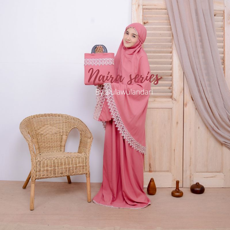 Mukena katun polos renda mewah NAIRA series