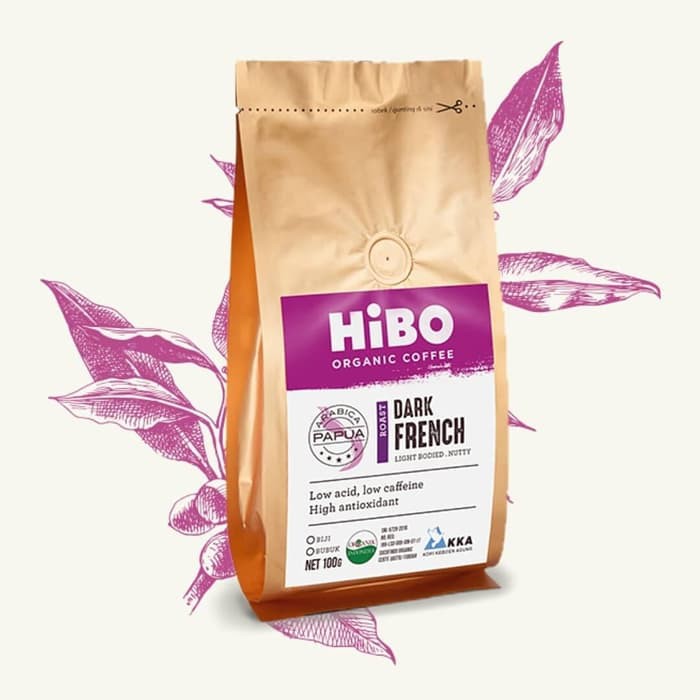 

KUR-163 HiBO Dark French Organic Coffee Powder Bubuk Kopi Organik Papua 200g