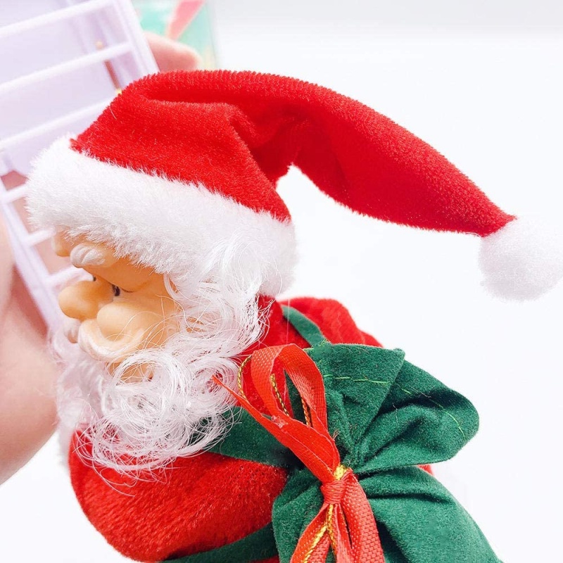 Christmas Electric Santa Claus Climbing Ladder Plush Doll Creative Music Xmas Decor Kid Toy Gift Christmas Birthday Gifts