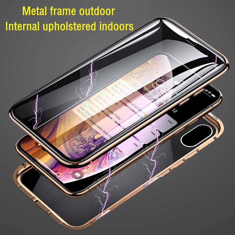 Magnetic Glass Case Untuk iPhone 7 6s 8 XS XR X MAX 8+ 7+ 6 Plus Kualitas Tinggi Magnetic Casing Back iphone 11 Cover