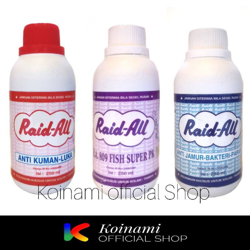 OBAT IKAN RAID ALL 250 ml / SUPER PK / ANTI KUMAN LUKA / ANTI JAMUR BAKTERI PARASIT