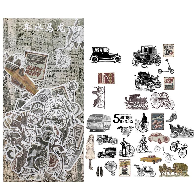 Journamm 60pcs Vintage Plant Stickers Deco Journaling Stationery Washi Paper Retro Material Flowers Leaves Plants Deco Stickers-D