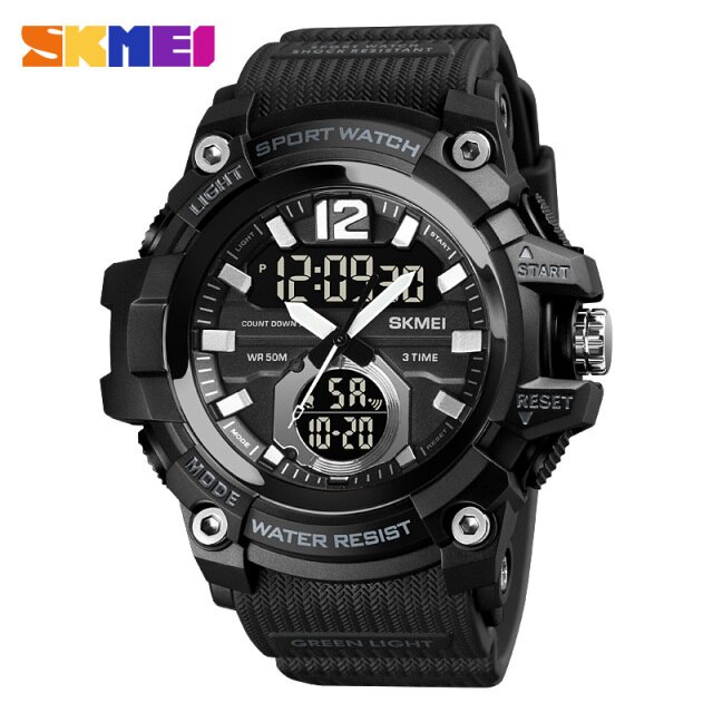 Jam Tangan Pria SKMEI 1725 Analog Digital Led Rubber Original Garansi