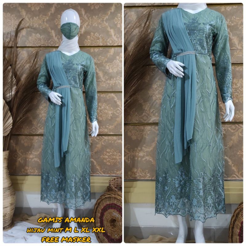 Gamis Selendang Payet / Kebaya Modern / Gamis Pesta / Gamis Modern / Gamis Brukat / Kebaya Wisuda