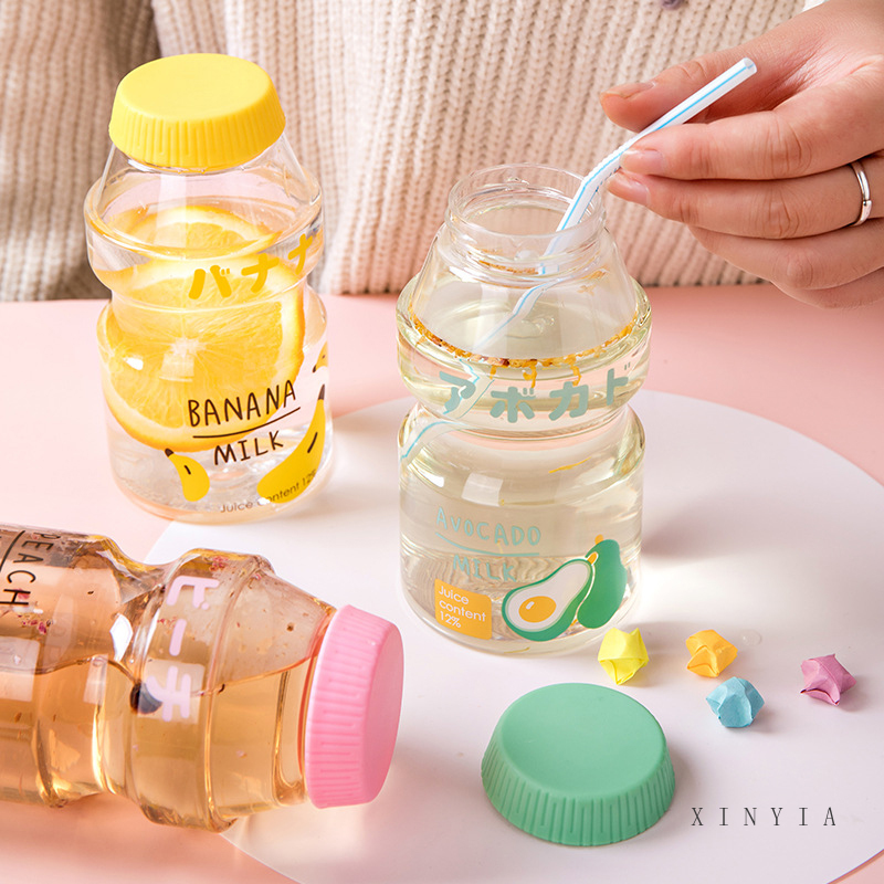 480ml Cute Plastic Water Bottle Student Drop-resistant Casual Large Cup Kids Creative Milk Cups Portable Vacuum Cup