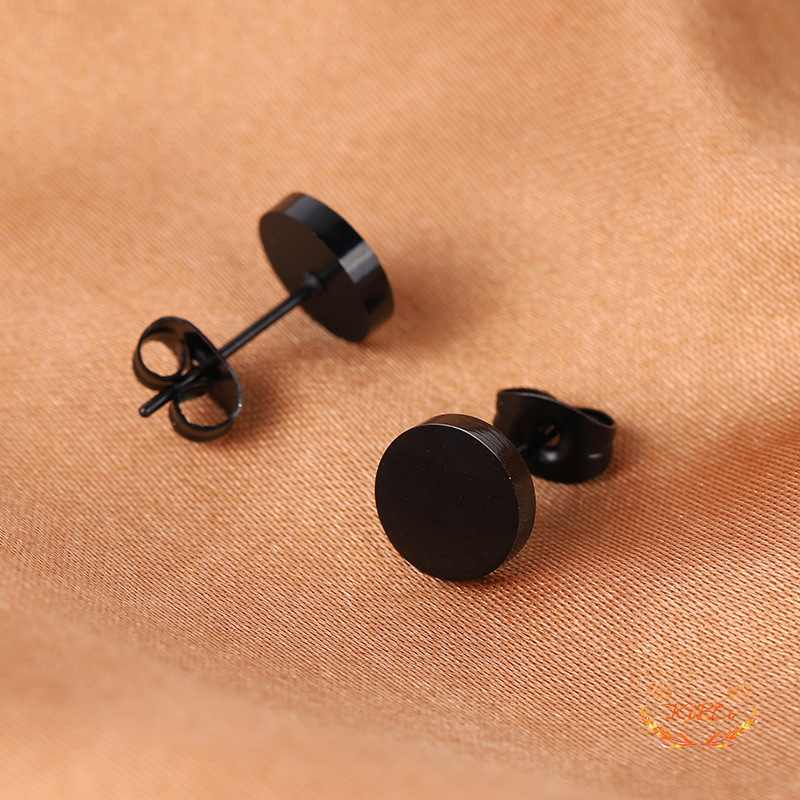 1 Pcs Anting Stud,Bahan Stainless Steel Warna Hitam,Gaya Hip Hop Korea,Untuk Pria Dan Wanita