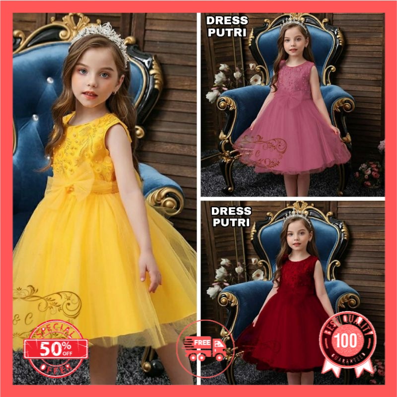 Kostum Dress Princess Anak 3 4 5 Tahun Gaun Cantik Dress Ultah Baju Pesta Ulang tahun Anak Lucu Keki