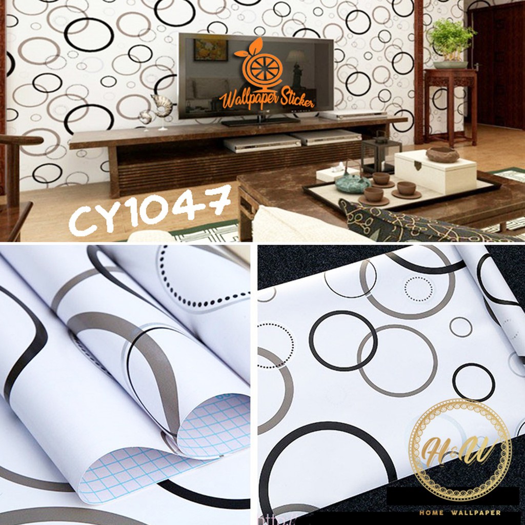 Home Wallpaper  Sticker  Dinding Motif Polkadot Hitam Anti 