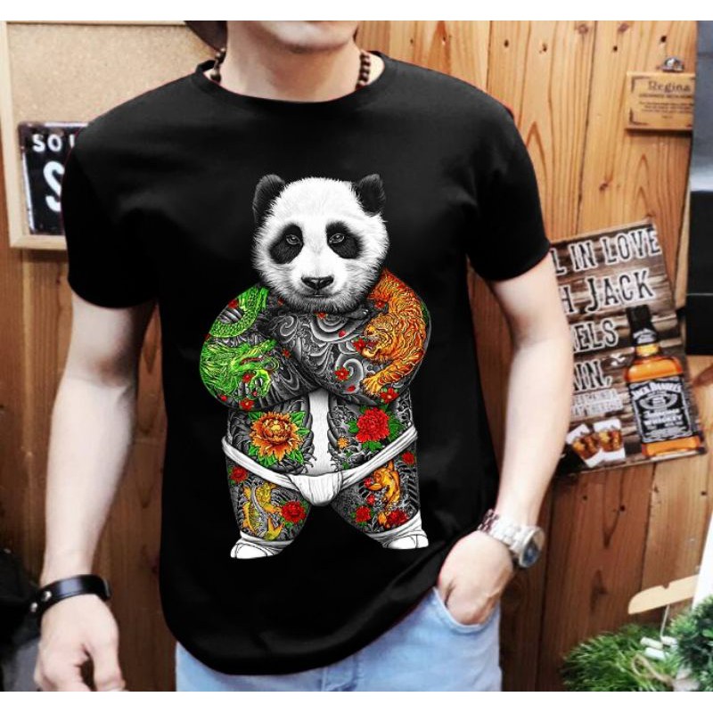 kaos keren kaos cowok murah motif panda tato