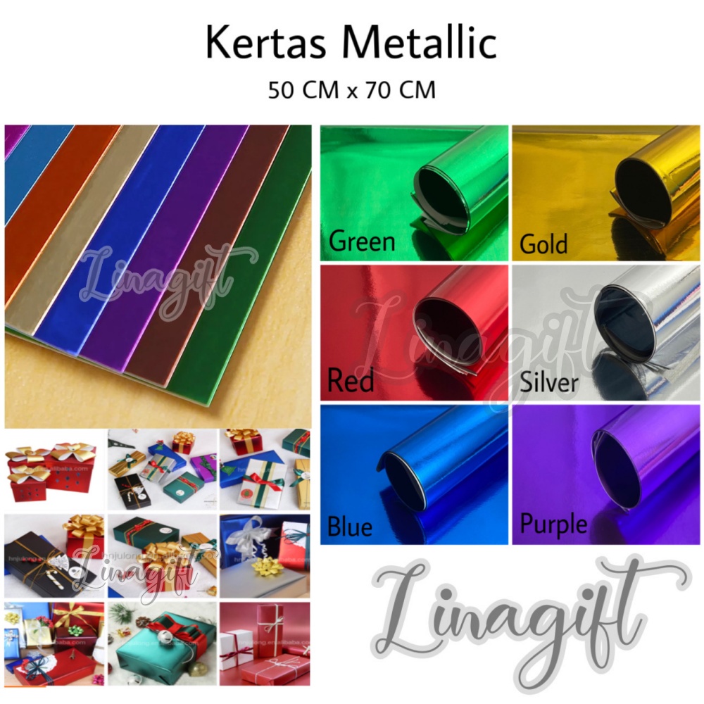 

( 5 Lembar ) METALLIC PAPER - KERTAS KADO METALIK SHINY MENGKILAP GIFT WRAP PAPER PREMIUM