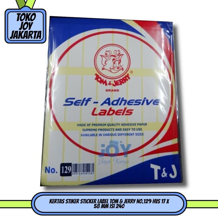 

Kertas Stiker Sticker Label TOM & JERRY No.129 HVS 17 x 58 mm isi 240