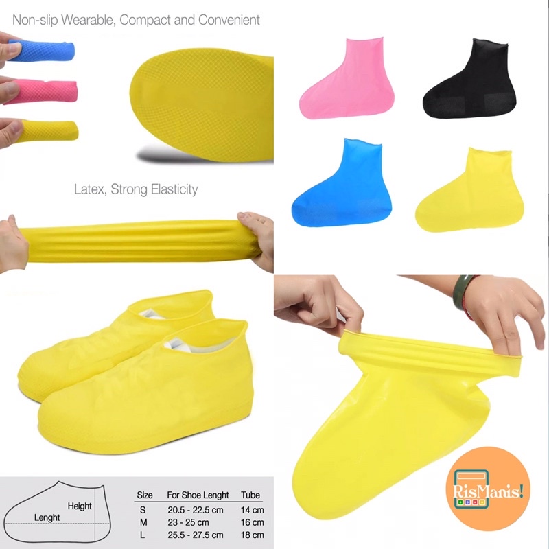 LATEX SHOES COVER - Pelindung Pembungkus Sepatu Latex Silikon Anti Bocor Anti Basah Tahan Air Awet