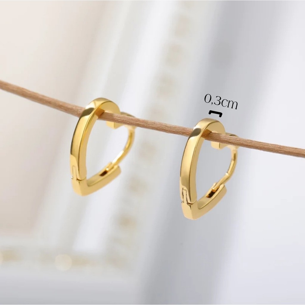 Anting Jepit Titanium Pola Lingkaran Hati Sederhana Tersedia Warna Rosegold, Gold dan Silver