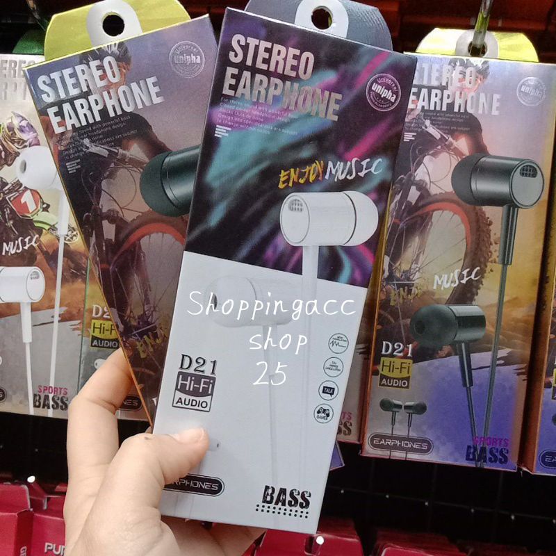 HEADSET HANDSFREE EARPHONE D21 SUPER BASS/HF D21