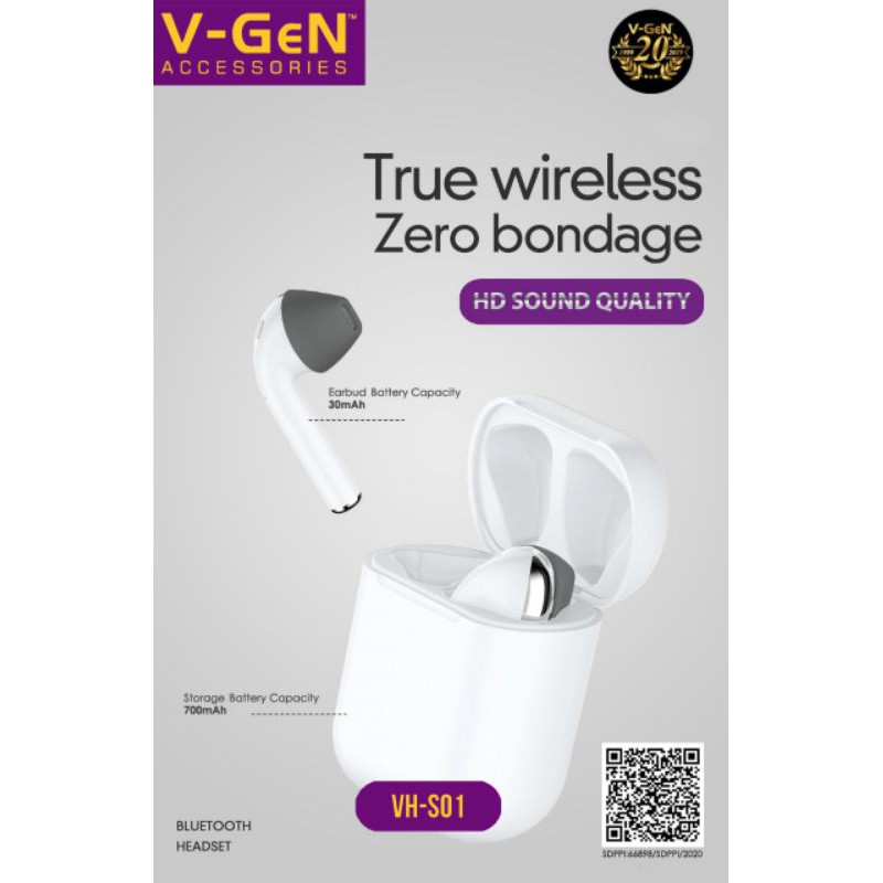 Earphone TWS V-GeN VH-S01 wireless bluetooth/ Model airdrop