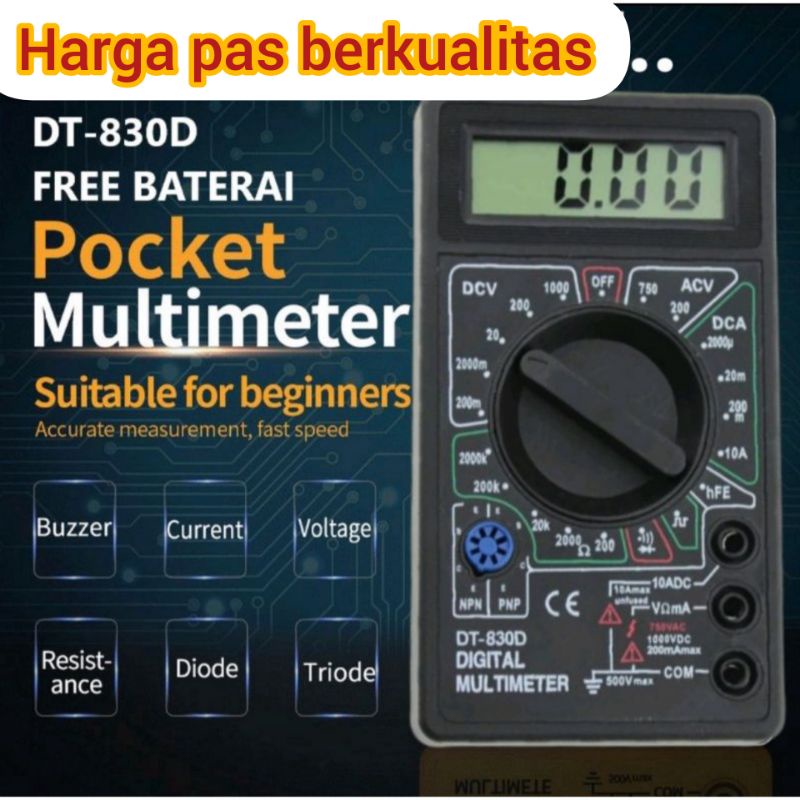 Multitester Digital DT-830D Avometer dengan Buzzer free batre