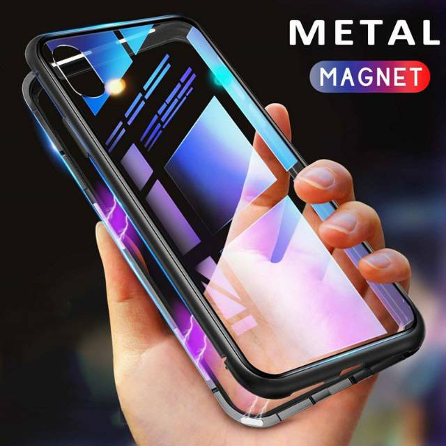 Case Magnetic DEPAN BELAKANG Xiaomi Redminote 8 Pro Premium Case 2in1 Double Glass