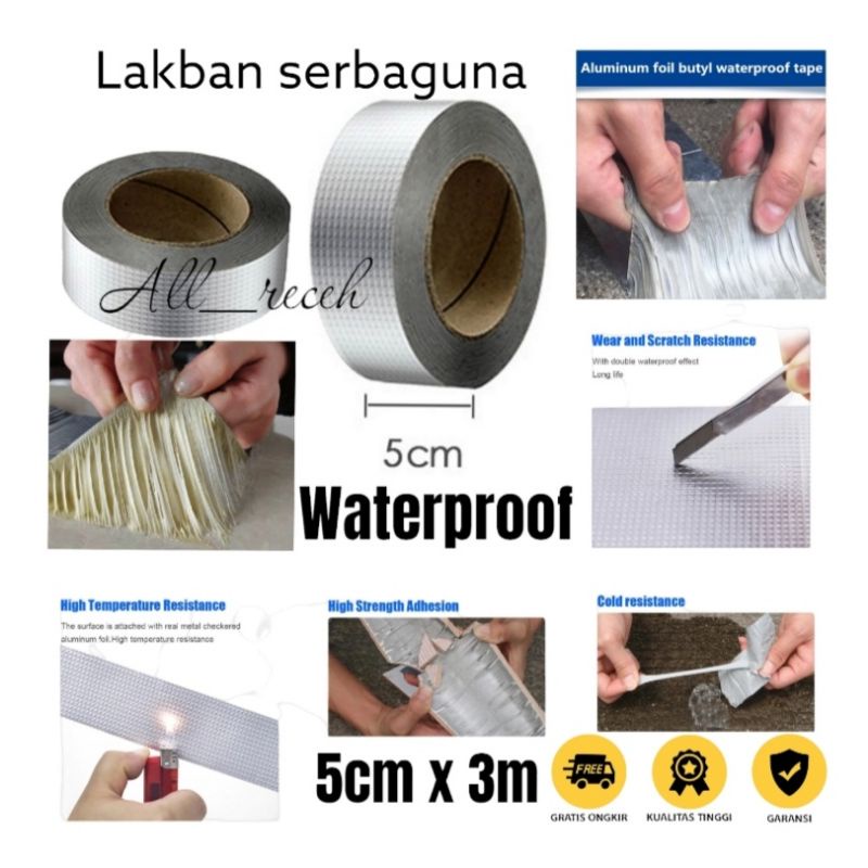 Lakban Aluminium Foil Butyl Super Adhesive Duct Tape Waterproof 5 cm x 3m/lakban/lakban serbaguna